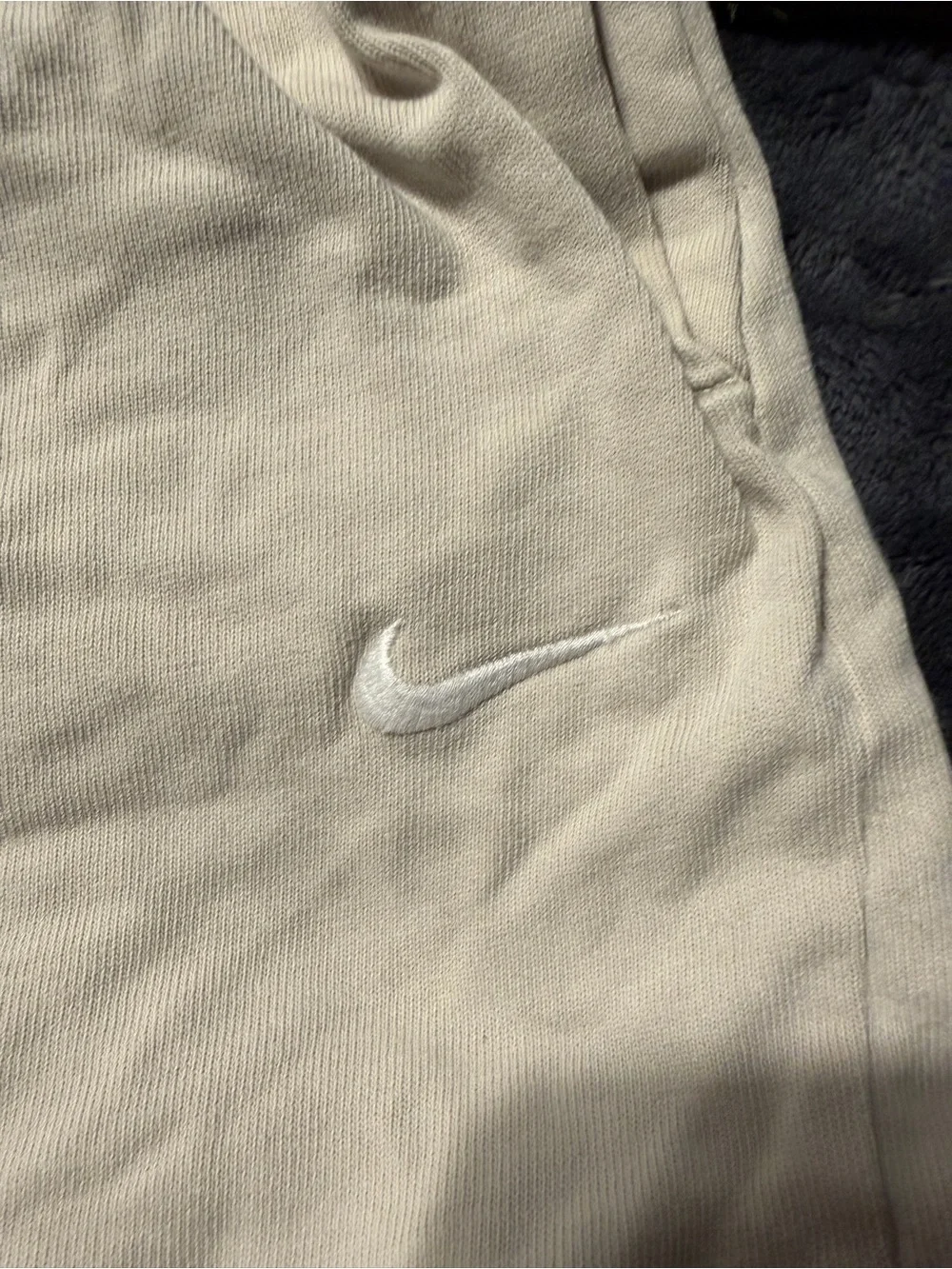 Nike Women’s XS Beige Cream Sweat Shorts Drawstring Embroidered Swoosh